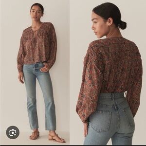 DOEN RENELLE TOP -- L'ORANGE SOLEIL FLEURIT NWOT